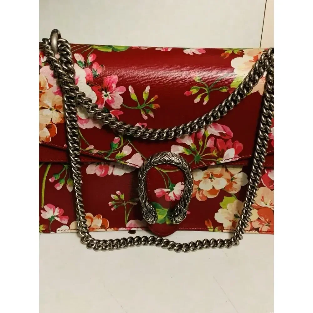 Gucci Dionysus #400235 GG Blooms Print Leather & Antique Silver Tone Chain Strap